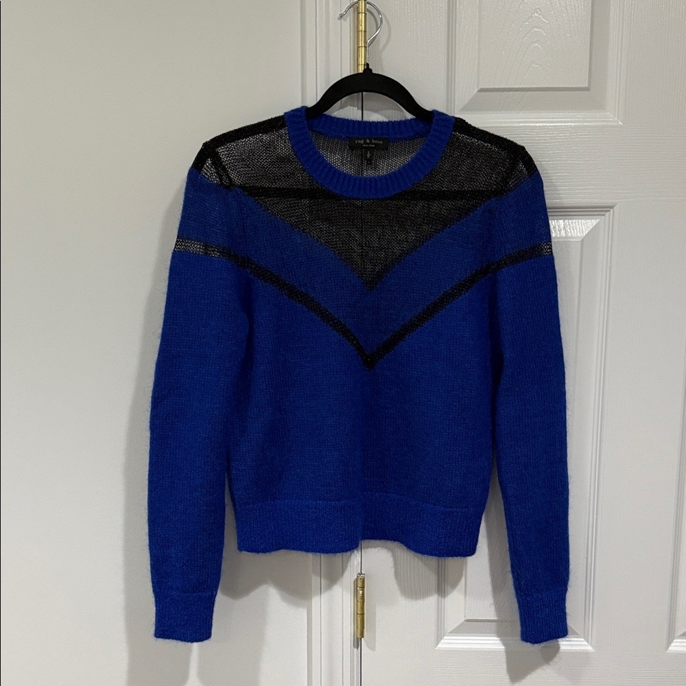 rag & bone Royal Blue Sweater with Black Mesh